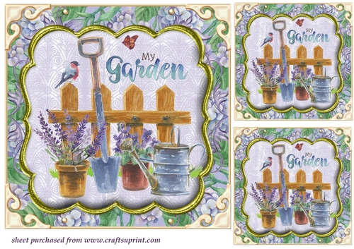 3 Purple floral card fronts/toppers set 3
