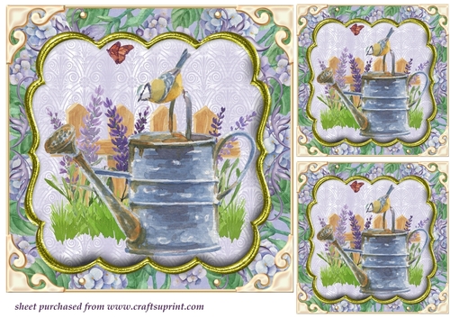 3 Purple floral card fronts/toppers set 5