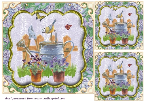 3 Purple floral card fronts/toppers set 7