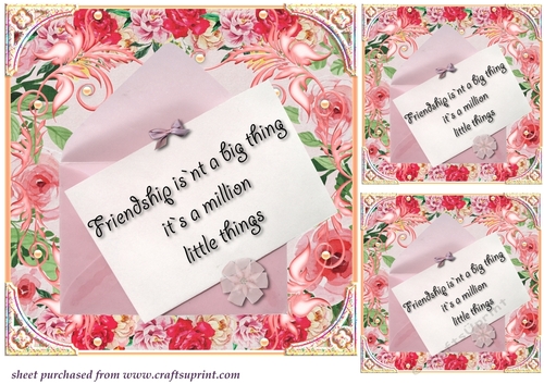 3 Friend floral envelope card fronts/toppers 1