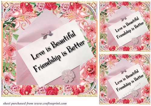 3 Friend floral envelope card fronts/toppers 2