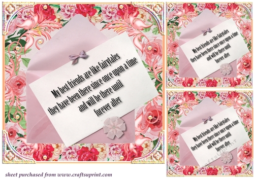 3 Friend floral envelope card fronts/toppers 3