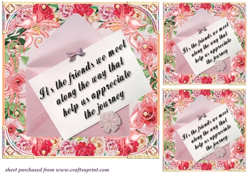 3 Friend floral envelope card fronts/toppers 5