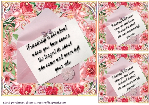 3 Friend floral envelope card fronts/toppers 6