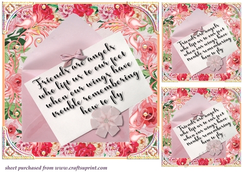 3 Friend floral envelope card fronts/toppers 7