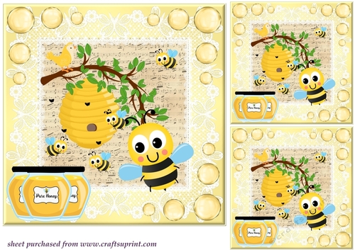 3 Bee themed card fronts/toppers