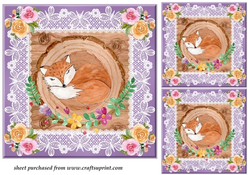 3 Cute floral fox card fronts/toppers 2