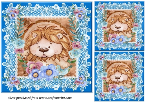 3 Cute lion card fronts/toppers 1