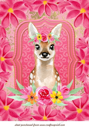 Large floral fawn topper