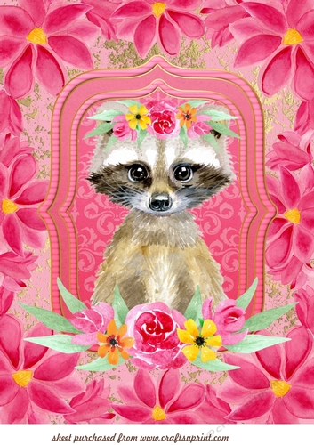 Large floral raccoon topper