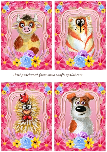 4 Floral cartoon animal toppers 1