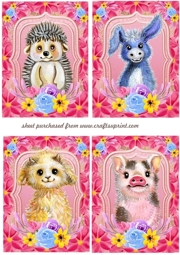 4 Floral cartoon animal toppers 2