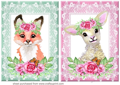 2 Floral animal card fronts 6