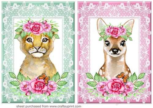 2 Floral animal card fronts 8