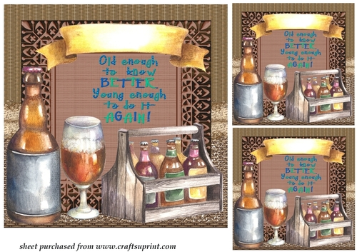 3 Male beer themed card fronts/toppers 2
