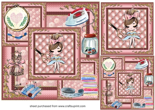 Sewing girl card front 