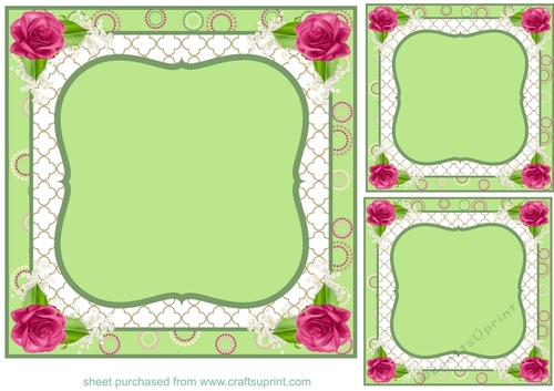 3 Deep pink rose corner card front/topper banks
