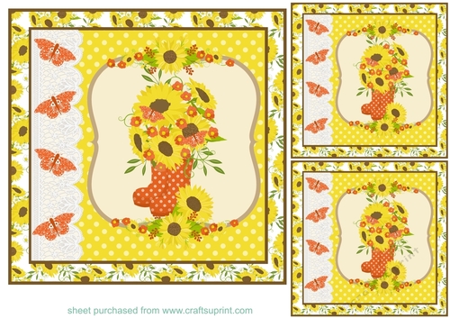 3 Yellow and orange sunflower card fronts/toppers 1