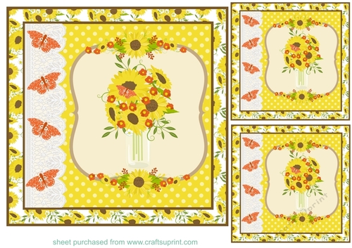 3 Yellow and orange sunflower card fronts/toppers 2