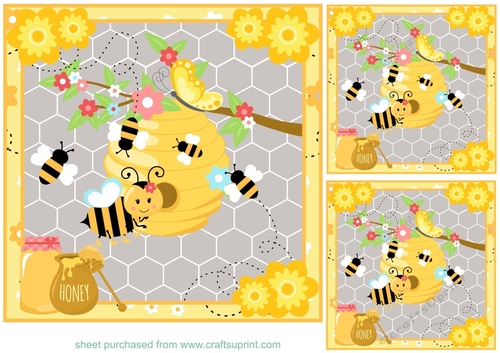 3 Floral bee card front/toppers
