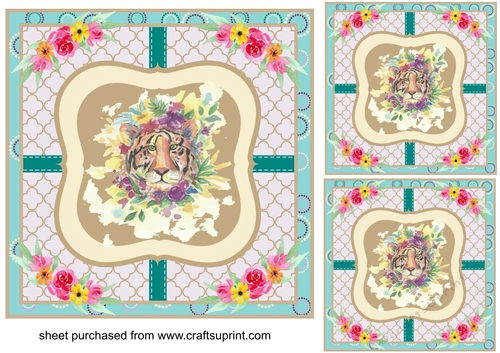 3 Floral tiger card fronts/toppers