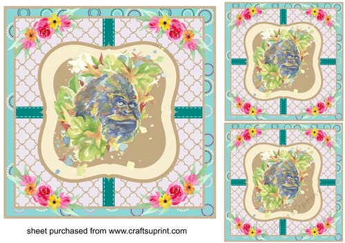 3 Floral gorilla card fronts/toppers