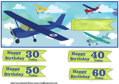 Large 30/40/50/60 Birthday plane fly pass card front