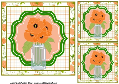 3 Orange poppy card fronts/toppers