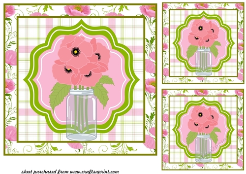 3 Pink poppy card fronts/toppers