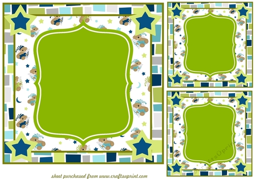 3 Green blank card fronts/toppers