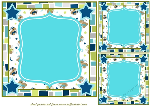 3 Blue blank card fronts/toppers