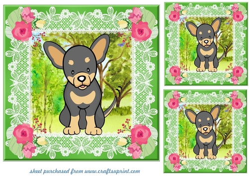 3 Floral Chihuahua card fronts/toppers 