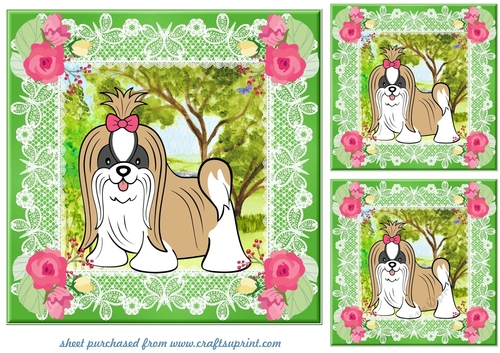 3 Floral Shih Tzucard fronts/toppers 1