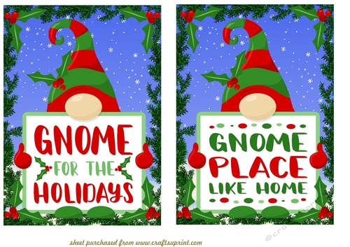 2 Christmas gnomes card fronts
