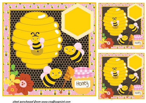 3 Bee and hive card fronts/toppers