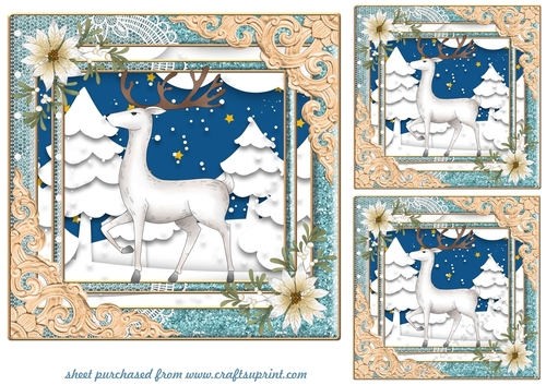 3 Christmas stag card fronts/toppers 1