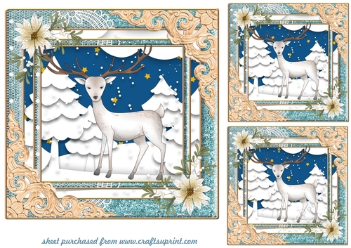 3 Christmas stag card fronts/toppers 2