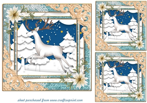 3 Christmas stag card fronts/toppers 4