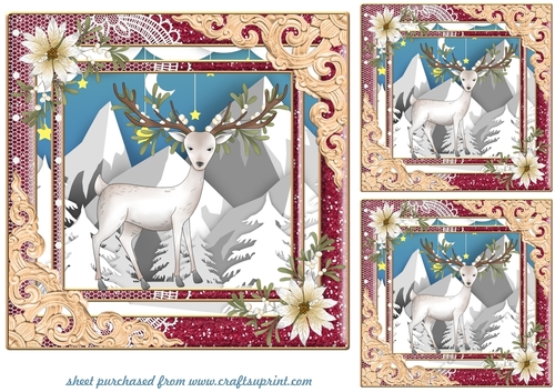 3 Christmas stag card fronts/toppers 6