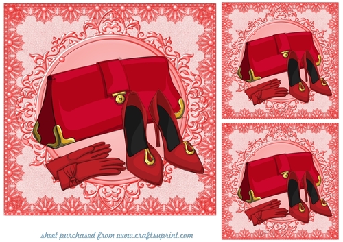 3 Red fashion card fronts/toppers