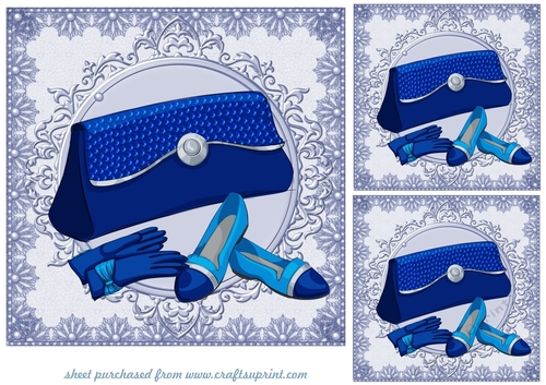 3 Blue fashion card fronts/toppers