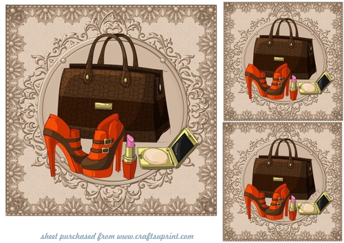 3 Brown and red fashion card fronts/toppers
