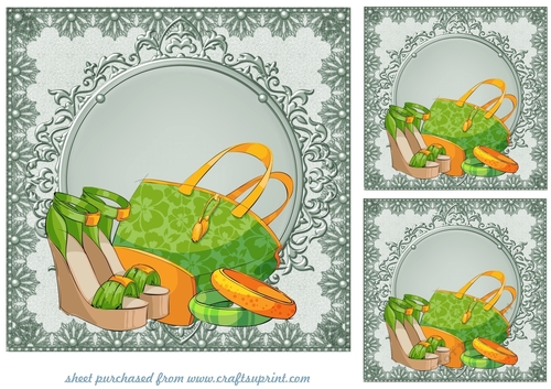3 Green and yellow fashion card fronts/toppers