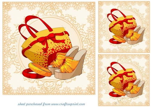 3 Yellow and red fashion card fronts/toppers