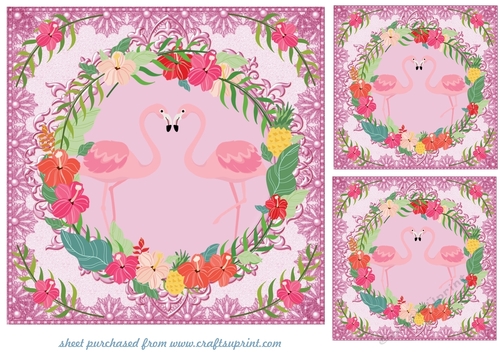 3 Cute flamingo card fronts/toppers 1