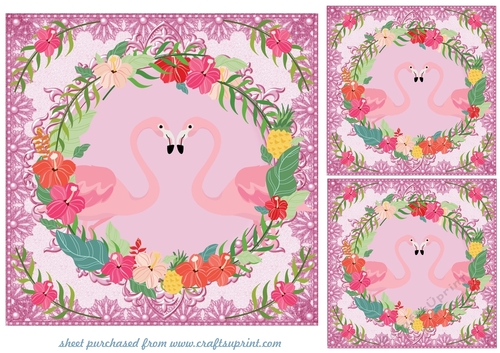 3 Cute flamingo card fronts/toppers 2
