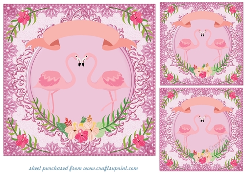 3 Cute flamingo card fronts/toppers 4