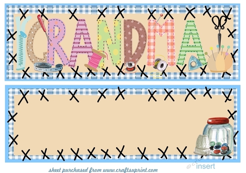 Large Grandma sewing themed card front with insert