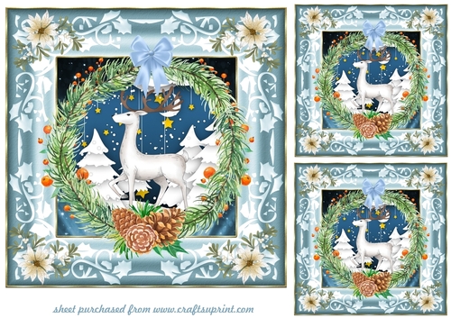 3 Stag in wreath card fronts/toppers 1