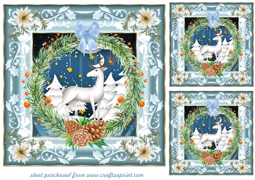 3 Stag in wreath card fronts/toppers 2